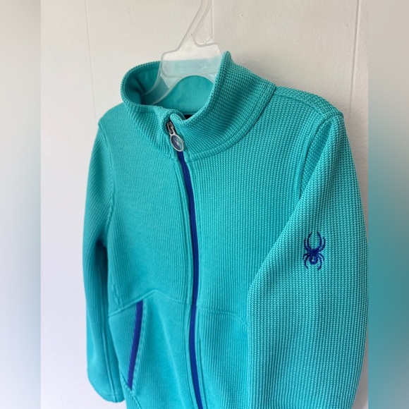 🕷️❄️ Spyder Kids Performance Fleece Jacket | Size S 7-8 | Aqua Teal - Picture 3 of 8